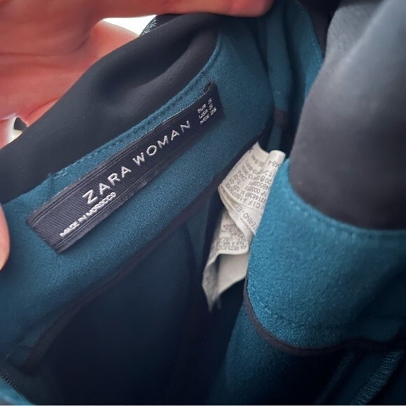 Zara Emerald Green Ruffle Detail Backless Halter Top Jumpsuit- Size Small - Picture 7 of 7